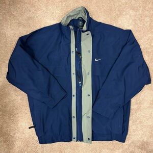 Vintage Y2K Nike Golf Full Zip Waterproof Jacket - Swoosh - Large - Navy Blue